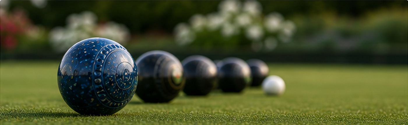 Lawn bowls close-up on green